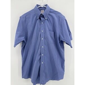 Brooks Brothers 346 Dress Shirt Mens 16 Blue Non Iron Regular Fit Short Sleeve